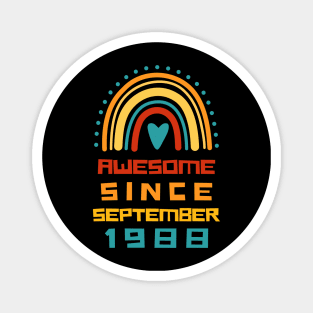 Rainbow Awesome Since September 1988 33rd Birthday Magnet